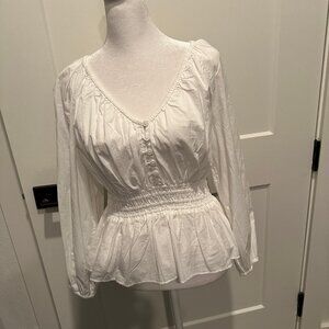 Flattering J Crew White Peplum Cotton Shirt Size XS